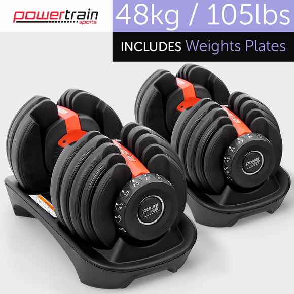 NNEDPE 48kg Powertrain Adjustable Dumbbell Home Gym Set