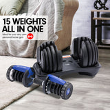 NNEDPE 2x 24kg Powertrain Adjustable Dumbbell Home Gym Set