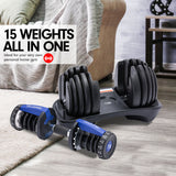 NNEDPE 48KG Powertrain Adjustable Dumbbell Set With Stand Blue