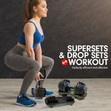 NNEDPE 48KG Powertrain Adjustable Dumbbell Set With Stand Blue