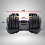 NNEDPE 48KG Powertrain Adjustable Dumbbell Set With Stand - Gold