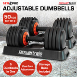 NNEDPE Powertrain GEN2 Pro Adjustable Dumbbell Set - 50kg