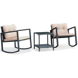 NNECW 3 Pieces Outdoor Rocking Bistro Set for Garden Backyard &amp Poolside-Beige