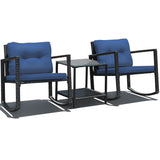NNECW 3 Pieces Outdoor Rocking Bistro Set for Garden Backyard &amp Poolside-Navy