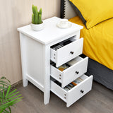 NNECW Nightstand with 3 Drawers for Living Room and Bedroom-Black