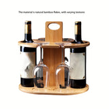 NNETM Elegance Elevated: Wooden Tabletop Wine Rack with High-Legged Cup Inverted Cup Design