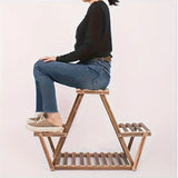 NNETM Wooden Triangular Plant Stand - Multi-Tier Flower Display Holder