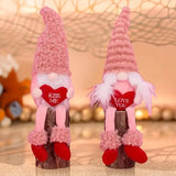 NNETM Romantic Handmade Plush Valentine's Day Gnome Decor Set - Long Leg Love Heart Design