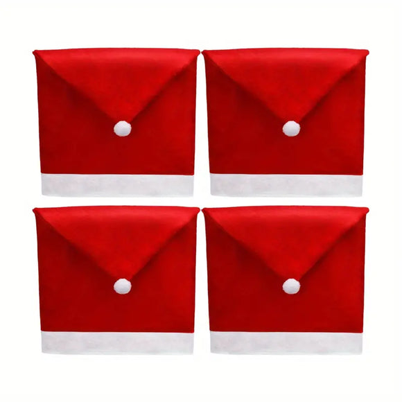 NNETM 4Pcs Christmas Chair Covers - Santa Claus Red Hat Snowflake Chair Xmas Cap
