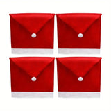 NNETM 4Pcs Christmas Chair Covers - Santa Claus Red Hat Snowflake Chair Xmas Cap