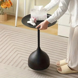 NNETM Casual Small Coffee Table for Living Room - Metal Pedestal Base