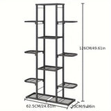 NNETM Heightened Dark Gray Metal Combination Flower Rack - Multi-Pot Succulent Holder