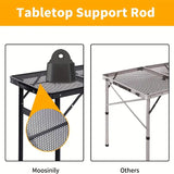 NNETM Portable Adjustable Height Folding Table with Handle