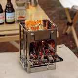 NNETM Portable Folding Stainless Steel Wood Burning Camping Stove