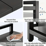 NNETM Retractable Microwave Oven Storage Rack - Single Layer, Countertop Bracket Shelf (Black)