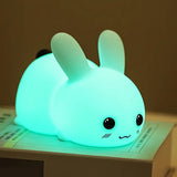NNETM LED Cute Bunny Night Light - Rechargeable Color Changing Lamp for a Glowing Rabbit Experience- Colorful With Remote