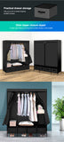 NNEIDS Portable Wardrobe 4 Drawers Storage Cabinet Organiser With Shelves