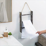 NNETM Rustic Wood Wall Hanging Towel Rack with 3 Tiers - Shabby Chic Style