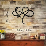 NNETM Infinity Heart Black Heart-Shaped Metal Wall Decor Love Sign Plaque