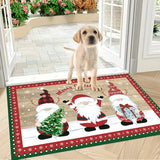 NNETM Merry Christmas Kitchen Rug - Festive Red and Green Polka Dots