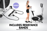 NNEDPE Powertrain 3-in-1 Elliptical Cross Trainer Exercise Bike with Resistance Bands