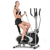 NNEDPE Powertrain 3-in-1 Elliptical Cross Trainer Exercise Bike with Resistance Bands