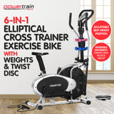 NNEDPE Powertrain 6-in-1 Elliptical Cross Trainer Bike with Weights and Twist Disc