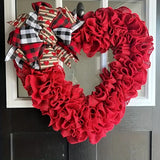 NNETM Valentine's Day Wrinkled Hemp Rope Heart-shaped Wreath