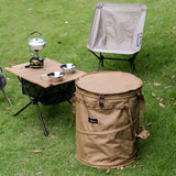 NNETM Khaki Portable Collapsible Rubbish Bin: Perfect for Outdoor Adventures