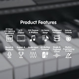 NNEDPE Karrera 61 Keys Electronic LED Keyboard Piano with Stand - Black