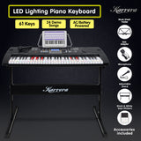 NNEDPE Karrera 61 Keys Electronic LED Keyboard Piano with Stand - Black