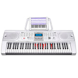 NNEDPE Karrera 61 Keys Electronic LED Keyboard Piano with Stand - Silver