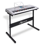 NNEDPE Karrera 61 Keys Electronic LED Keyboard Piano with Stand - Silver