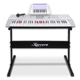 NNEDPE Karrera 61 Keys Electronic LED Keyboard Piano with Stand - Silver