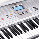 NNEDPE Karrera 61 Keys Electronic LED Keyboard Piano with Stand - Silver