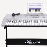 NNEDPE Karrera 61 Keys Electronic LED Keyboard Piano with Stand - Silver