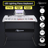 NNEDPE Karrera 61 Keys Electronic LED Keyboard Piano with Stand - Silver