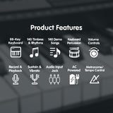 NNEDPE Karrera 88 Keys Electronic Keyboard Piano with Stand Black