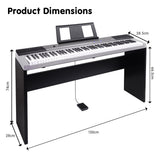 NNEDPE Karrera 88 Keys Electronic Keyboard Piano with Stand Silver