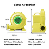 NNECW 680W Electric Air Fan Blower for Inflatable Bounce House