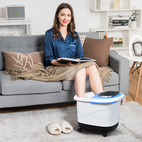 NNECW Multifunctional Electric Foot Baths Machine with Motorized Shiatsu Massage Balls-Blue