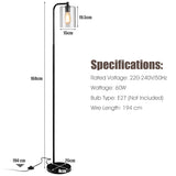 NNECW Industrial Floor Lamp with Hanging Glass Lampshade for Living Room