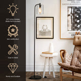 NNECW Industrial Floor Lamp with Hanging Glass Lampshade for Living Room
