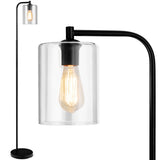 NNECW Industrial Floor Lamp with Hanging Glass Lampshade for Living Room