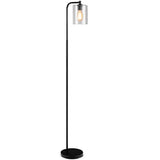 NNECW Industrial Floor Lamp with Hanging Glass Lampshade for Living Room