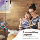 NNECW Industrial Floor Lamp with Hanging Glass Lampshade for Living Room