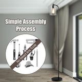 NNECW Industrial Floor Lamp with Hanging Glass Lampshade for Living Room