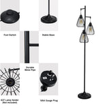 NNECW Industrial Floor Lamp with Hanging Glass Lampshade for Living Room