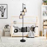 NNECW Industrial 3-Light Floor Lamp with 3 Hanging Lampshade for Living Room