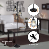 NNECW Industrial 3-Light Floor Lamp with 3 Hanging Lampshade for Living Room